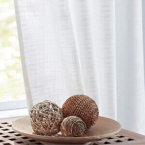FMFUNCTEX White Sheer Curtains 52" w x 72" /panel, 104" w x 72" /pair